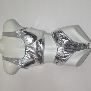 Silver Metallic Bikini Set